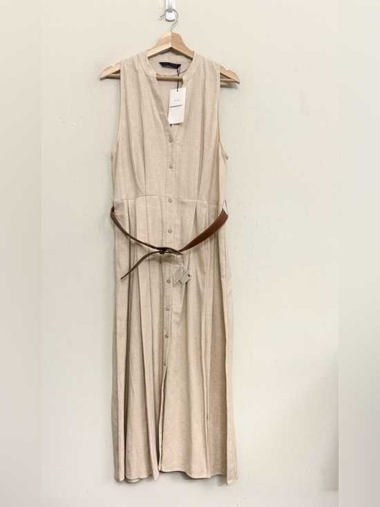 NWT Zara Belted Linen Blend Midi Dress in Tan size L - Picture 10 of 17